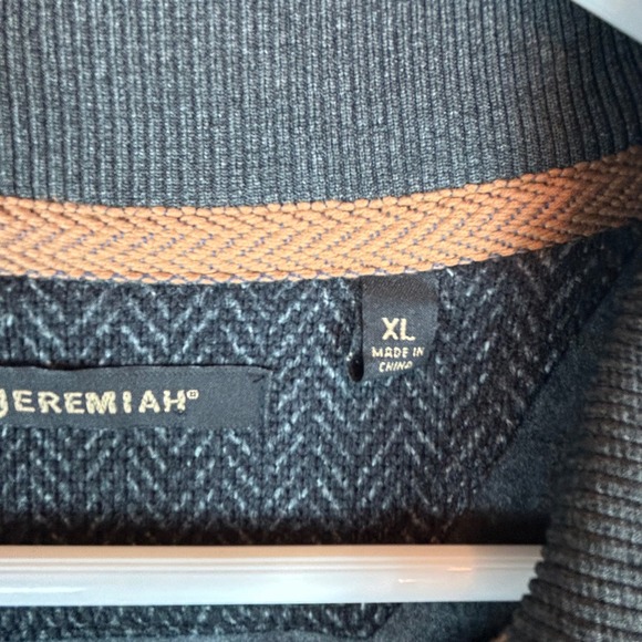 Jeremiah Mens XL Herringbone 1/4 Zip Pullover Sweatshirt Gray Blue Long Sleeve - Picture 3 of 9